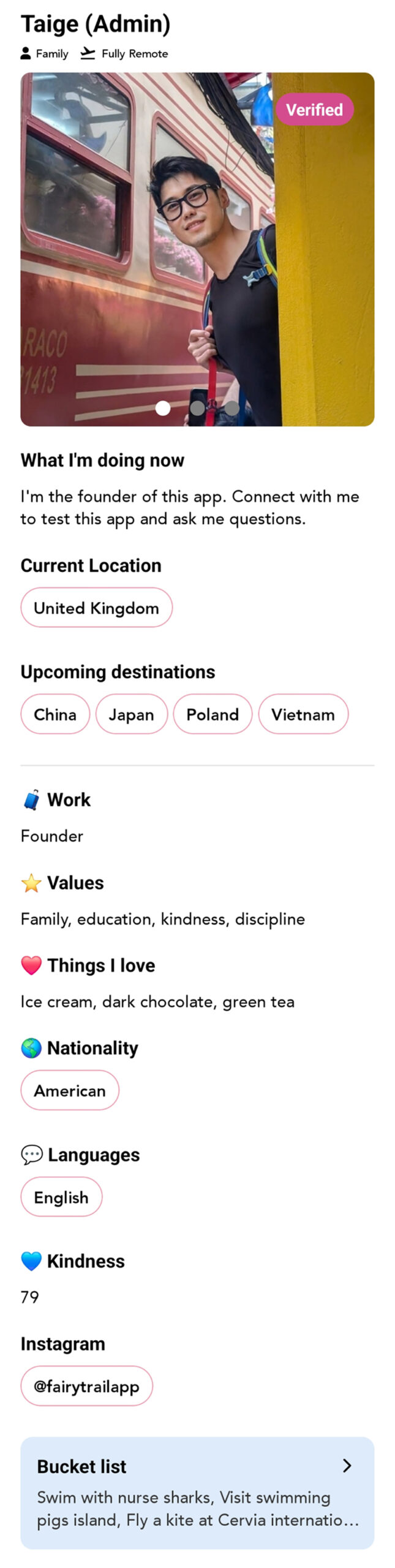 Bucket List On Profile Bottom